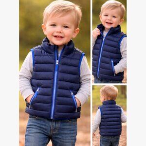 Gymboree Baby Puffer Vest 18-24 Months Blue Lightweight Quilted Zip Jacket